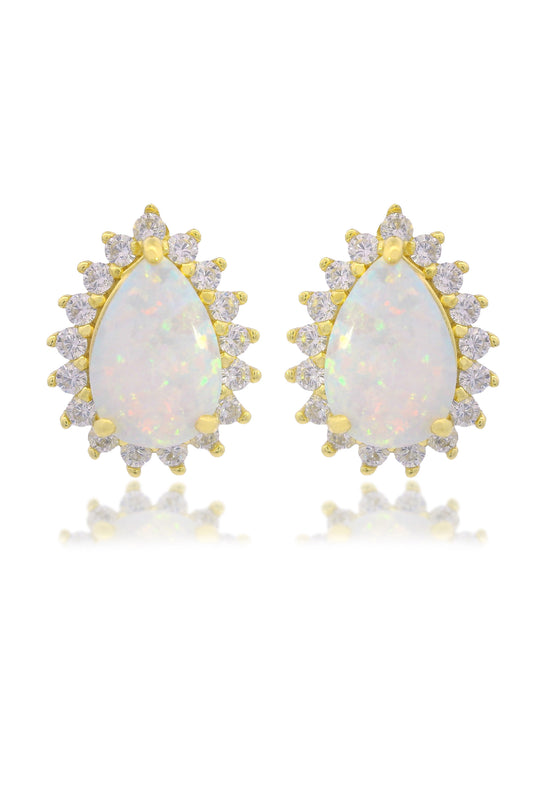 OPAL GLOW ROZELLE WHITE CREATED OPAL EARRINGS GOLD