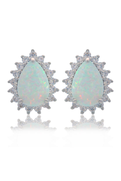 OPAL GLOW ROZELLE WHITE CREATED OPAL EARRINGS SILVER