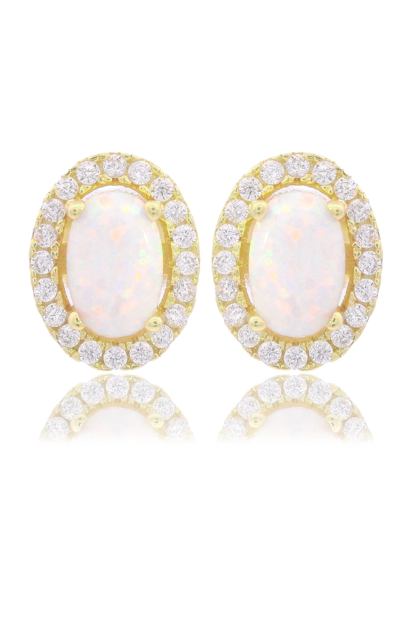 OPAL GLOW BLACKWATTLE WHITE CREATED OPAL EARRINGS GOLD
