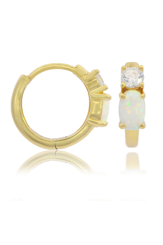 OPAL GLOW WHITE CREATED OPAL HOOP EARRINGS GOLD