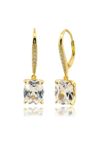 SYDNEY SOIRÉE ELAINE CUSHION CUT DROP EARRINGS GOLD