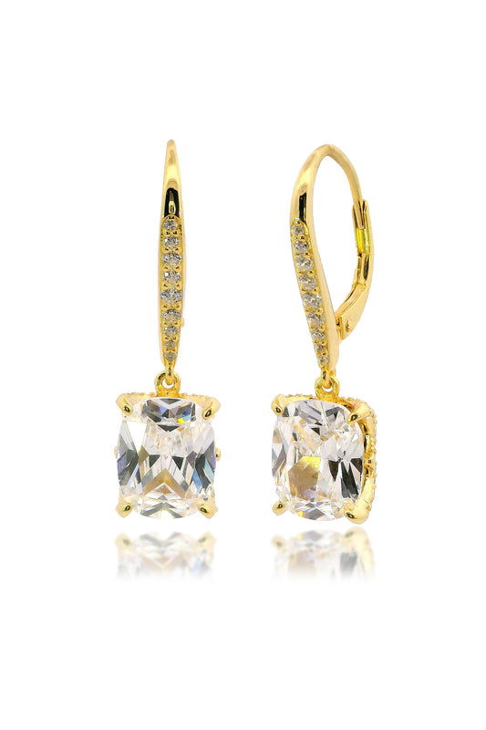 SYDNEY SOIRÉE ELAINE CUSHION CUT DROP EARRINGS GOLD