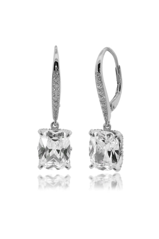 SYDNEY SOIRÉE  ELAINE CUSHION CUT DROP EARRINGS SILVER