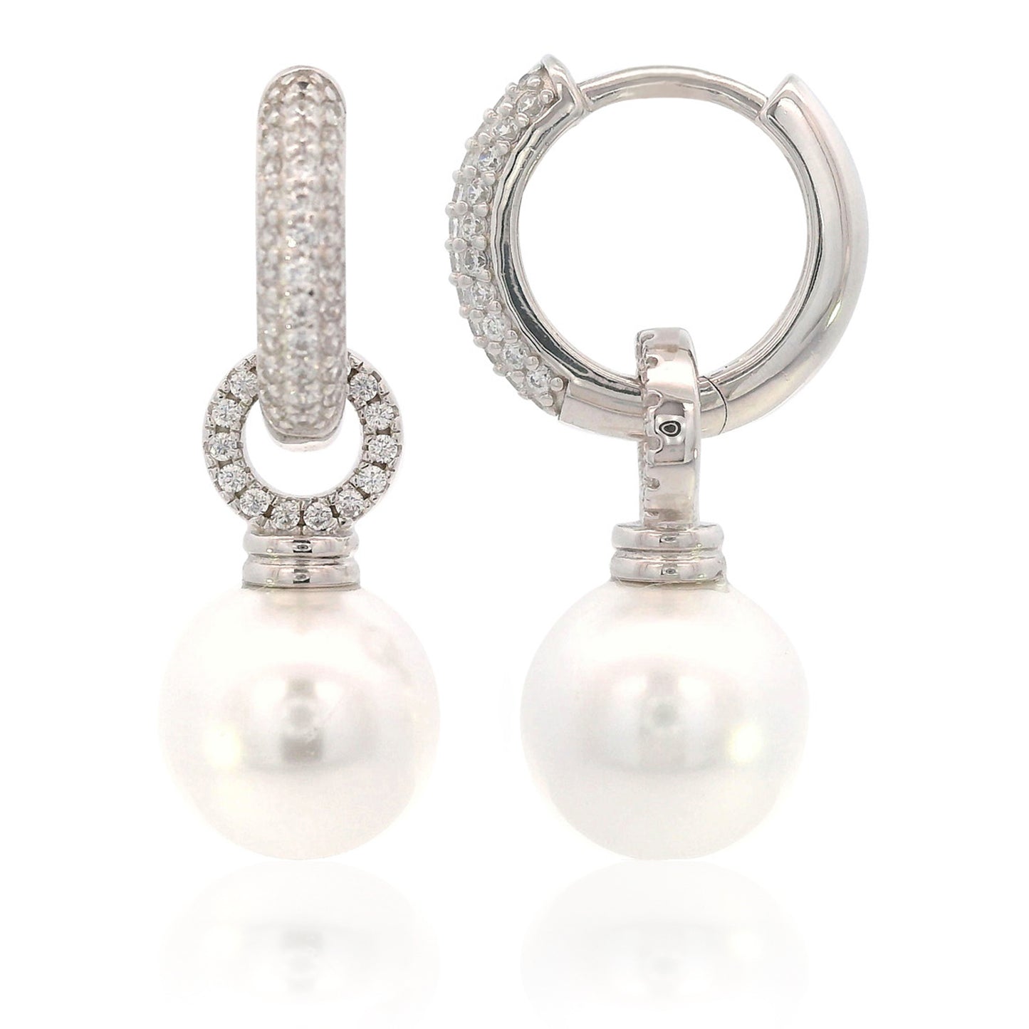 ADAGIO DUO HOOP PEARL EARRING SILVER