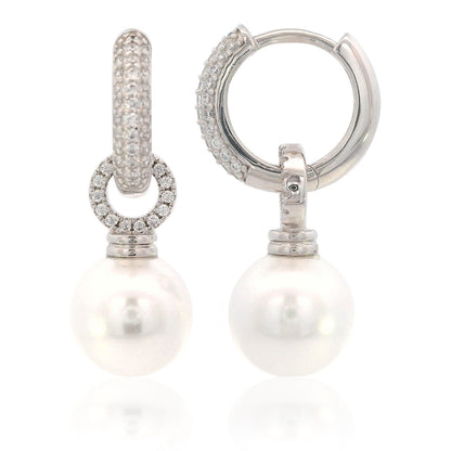 ADAGIO DUO HOOP PEARL EARRING SILVER