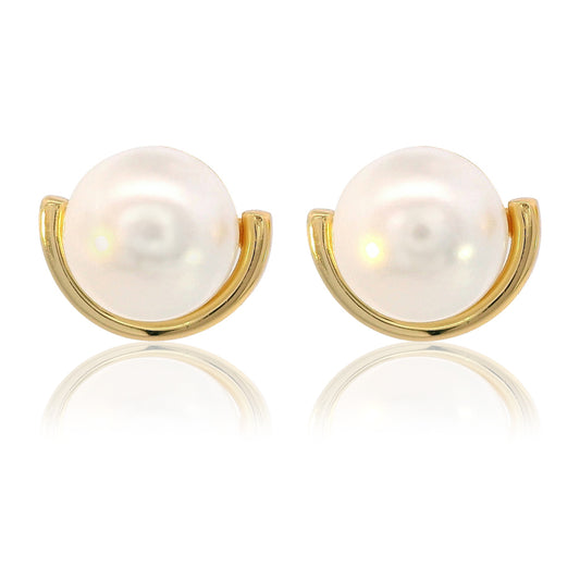 ADAGIO CRESCENT NINE-2-FIVE PEARL CRESCENT EARRINGS GOLD
