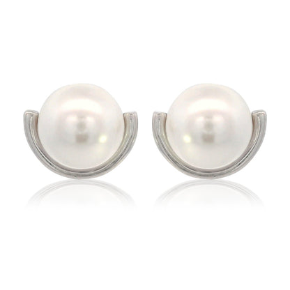 ADAGIO CRESCENT NINE-2-FIVE PEARL CRESCENT EARRINGS SILVER