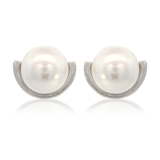 ADAGIO CRESCENT NINE-2-FIVE PEARL CRESCENT EARRINGS SILVER