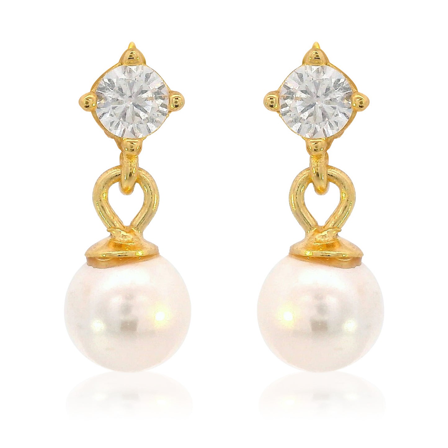 ADAGIO TOUCH OF SPARKLE DANGLE DROP PEARL EARRINGS GOLD