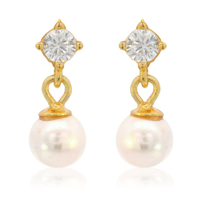 ADAGIO TOUCH OF SPARKLE DANGLE DROP PEARL EARRINGS GOLD