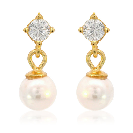 ADAGIO TOUCH OF SPARKLE DANGLE DROP PEARL EARRINGS GOLD