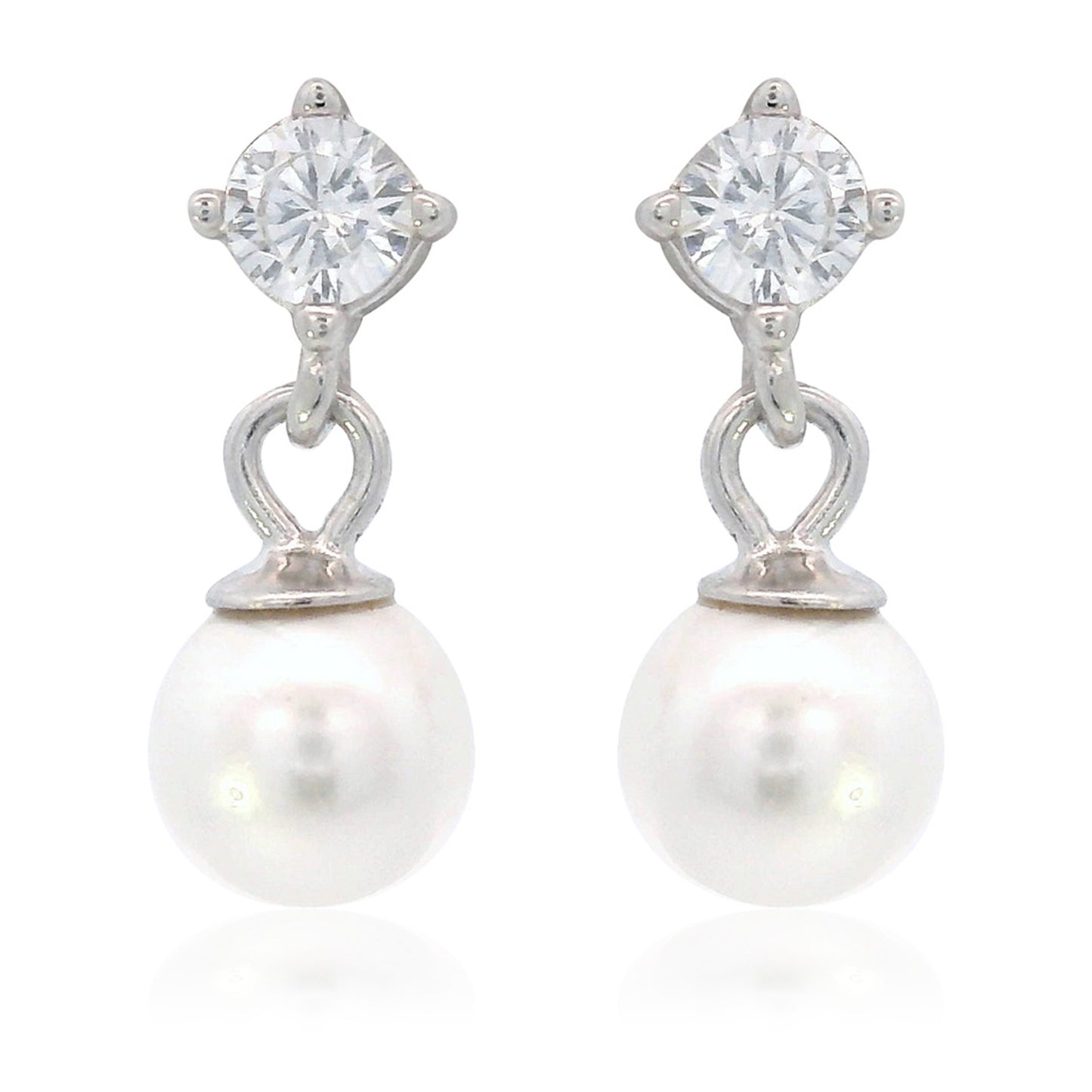 ADAGIO TOUCH OF SPARKLE DANGLE DROP PEARL EARRINGS SILVER