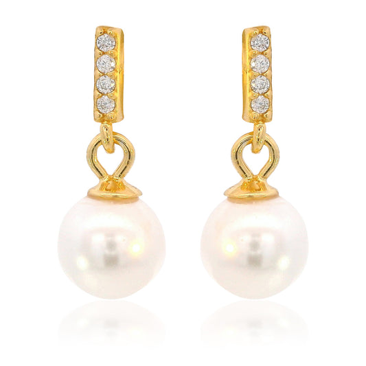 ADAGIO EFFORTLESS GLOW BAR DANGLE PEARL EARRINGS GOLD