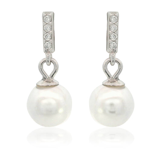 ADAGIO EFFORTLESS GLOW BAR DANGLE PEARL EARRINGS SILVER