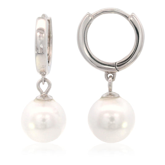 ADAGIO NINE-2-FIVE PEARL HOOP EARRINGS SILVER