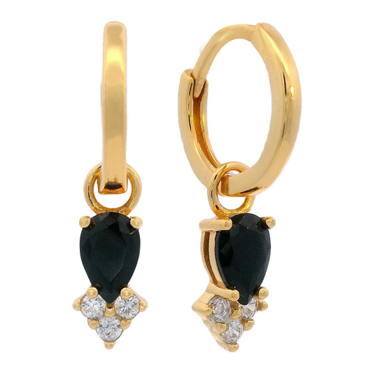 GEORGINI MIDNIGHT VELVET ASTERIA HOOP EARRINGS BLACK AND GOLD