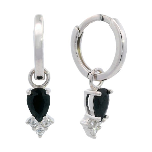 GEORGINI MIDNIGHT VELVET ASTERIA HOOP EARRINGS BLACK AND SILVER