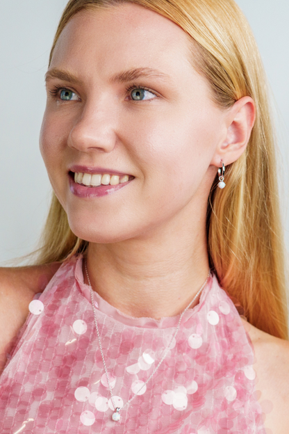 GEORGINI WISTERIA CREATED OPAL DANGLE HOOP EARRINGS SILVER