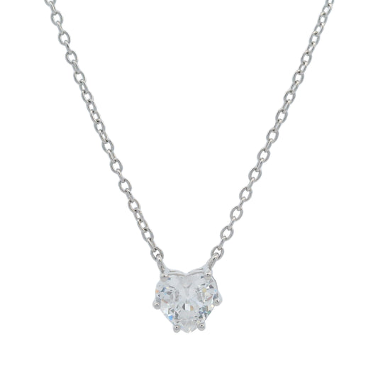 GEORGINI MIDNIGHT VELVET BABY HEART NECKLACE SILVER
