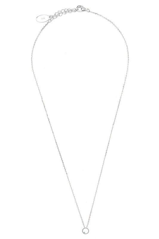 OPAL GLOW BLUE CREATED OPAL CIRCLE PENDANT SILVER