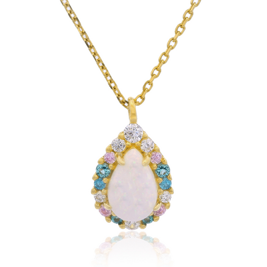 GEORGINI WISTERIA CREATED OPAL FLORIBUNDA PENDANT GOLD