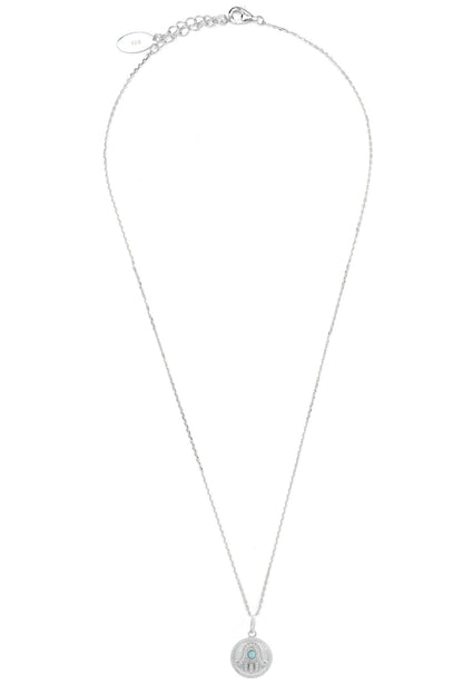 OPAL GLOW BLUE CREATED OPAL HAMSA MEDALION SILVER