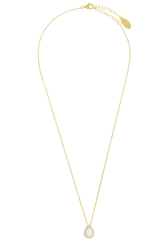 OPAL GLOW ROZELLE WHITE CREATED OPAL PENDANT GOLD