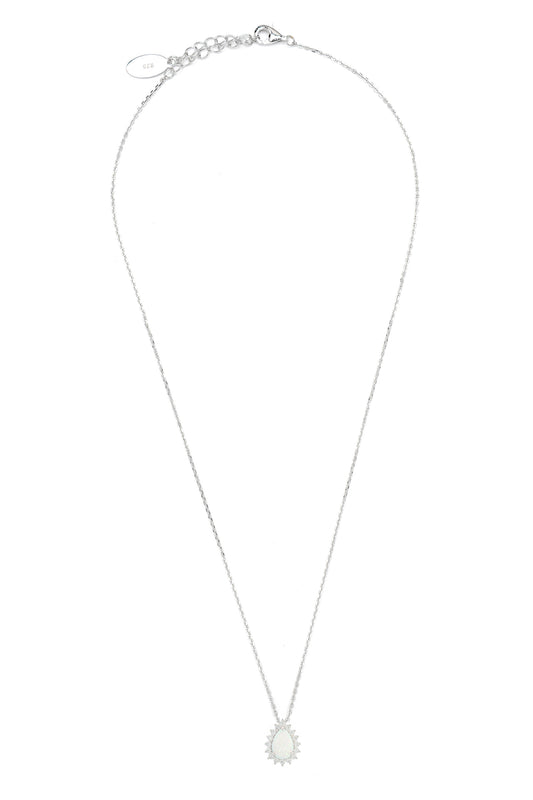 OPAL GLOW ROZELLE WHITE CREATED OPAL PENDANT SILVER