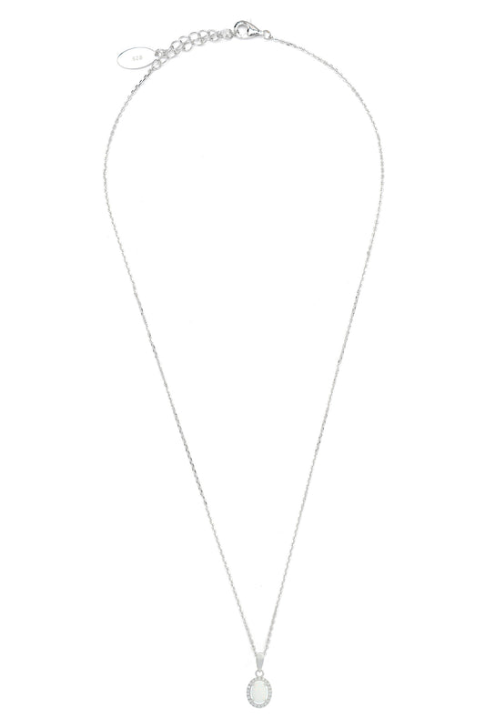 OPAL GLOW BLACKWATTLE WHITE CREATED OPAL PENDANT SILVER