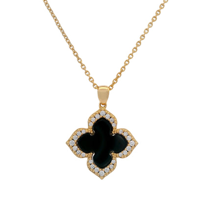 GEORGINI MIDNIGHT VELVET BLACK AGATE FAIRWATER PENDANT GOLD