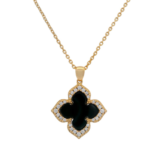GEORGINI MIDNIGHT VELVET BLACK AGATE FAIRWATER PENDANT GOLD