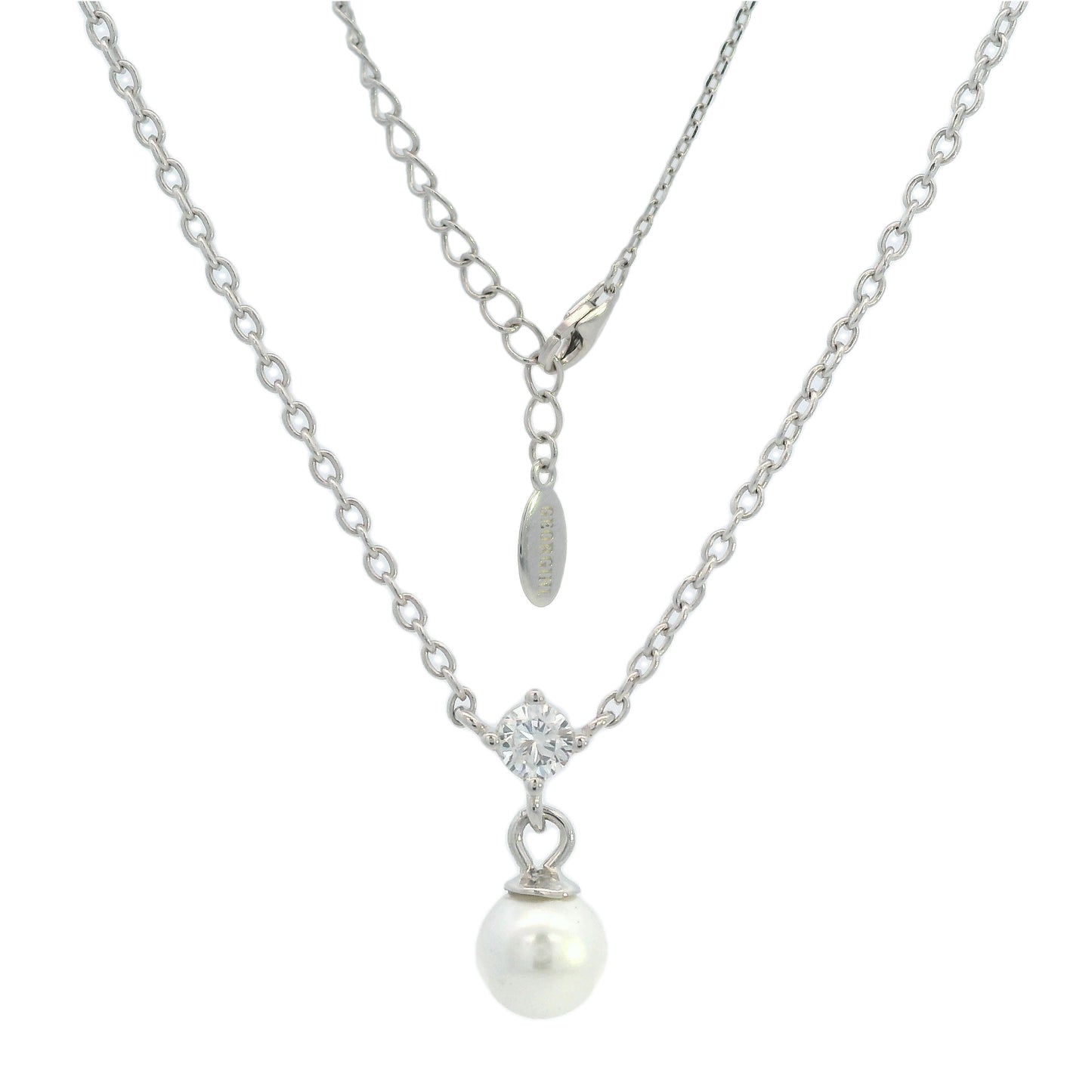 ADAGIO TOUCH OF SPARKLE PEARL NECKLACE SILVER