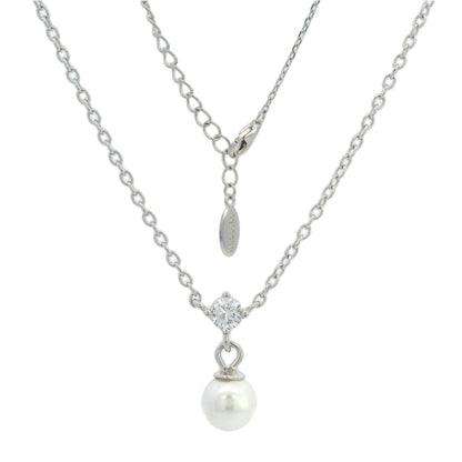 ADAGIO TOUCH OF SPARKLE PEARL NECKLACE SILVER