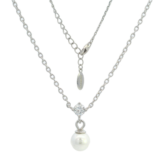 ADAGIO TOUCH OF SPARKLE PEARL NECKLACE SILVER