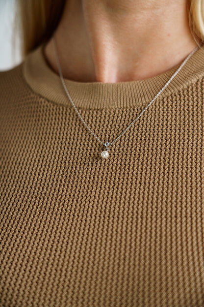 ADAGIO TOUCH OF SPARKLE PEARL NECKLACE SILVER