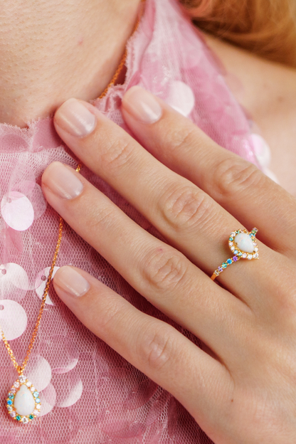 GEORGINI WISTERIA CREATED OPAL FLORIBUNDA RING GOLD