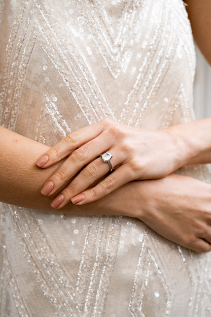 SYDNEY SOIRÉE ELAINE CUSHION CUT RING SILVER