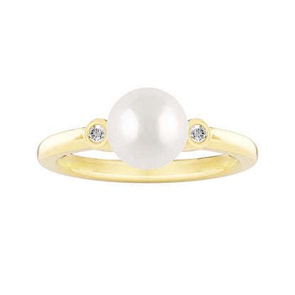 Lab Grown Diamond Freshwater Pearl Ring