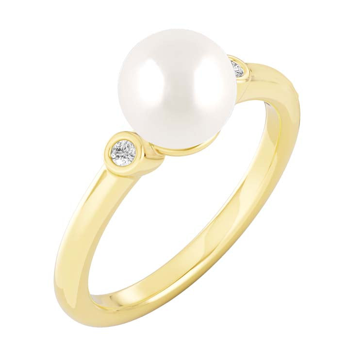 Lab Grown Diamond Freshwater Pearl Ring