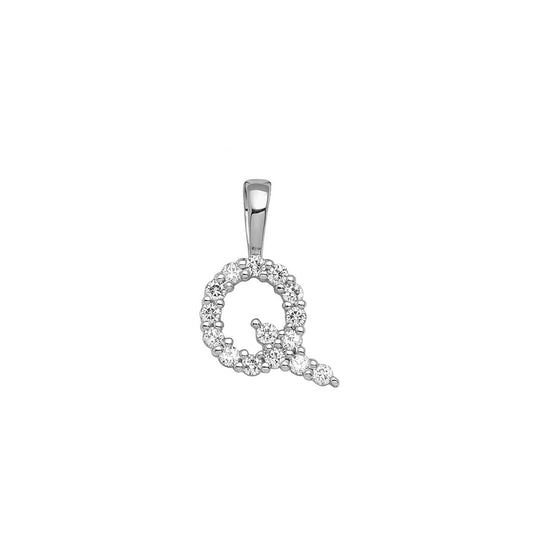 Tiny Diamond Set Initial Pendant