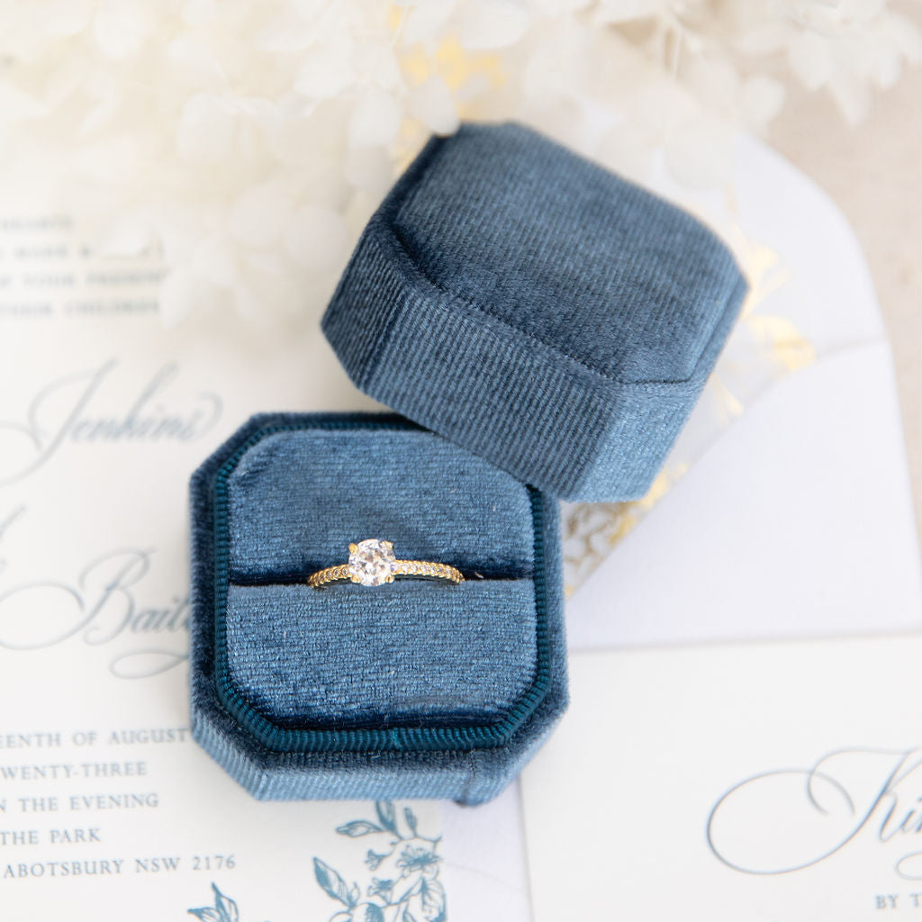 Velvet Engagement Wedding Ring Box | By Angeline Australia