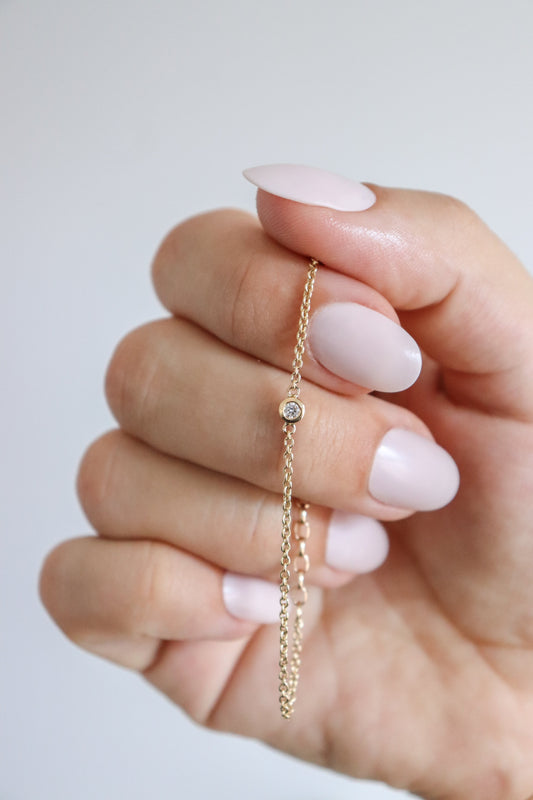Minimalistic Diamond Baby Bracelet Yellow Gold Adjustable By Angeline Australia