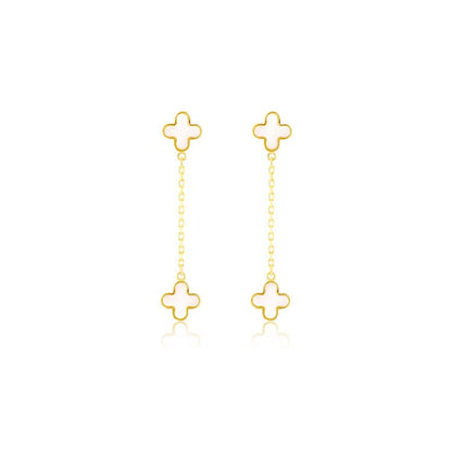 Mother of Pearl Drop Earrings Clover Jewellery By Angeline
