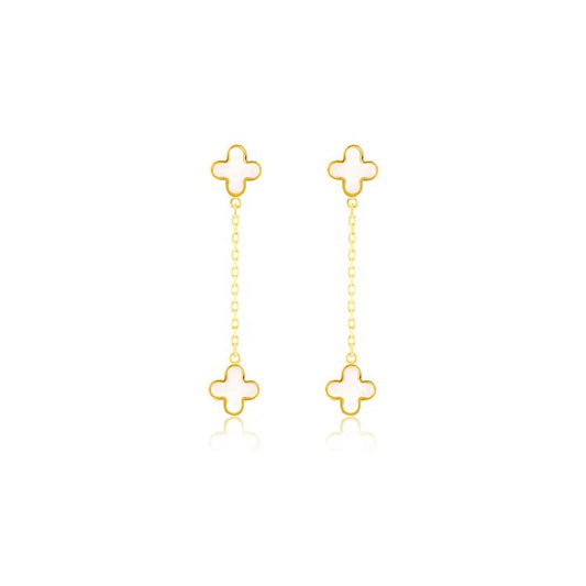 Mother of Pearl Drop Earrings Clover Jewellery By Angeline
