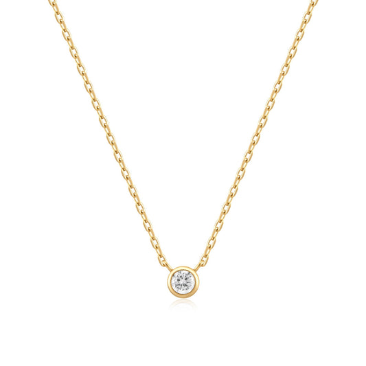 Ania Haie Gold Round Solitaire Cubic Zirconia Necklace