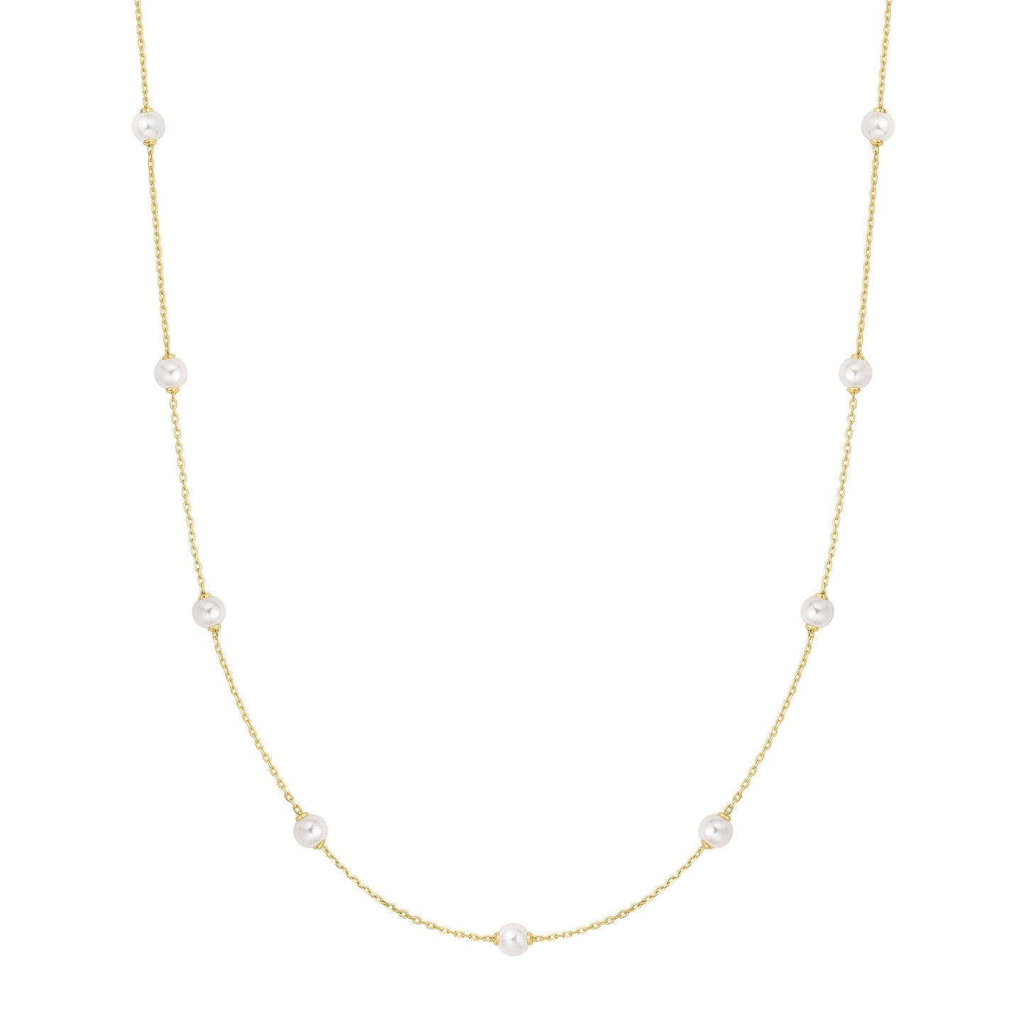 Ania Haie Gold Shell Pearl Station Chain Necklace