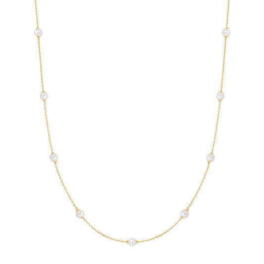 Ania Haie Gold Shell Pearl Station Chain Necklace