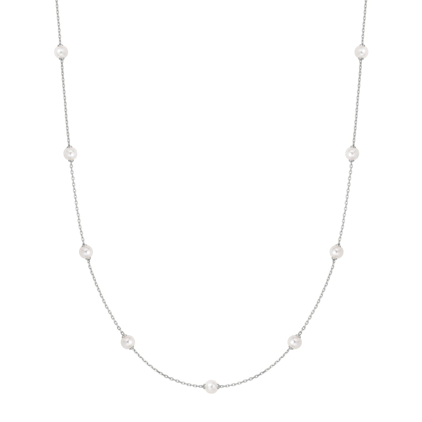 Ania Haie Silver Shell Pearl Station Chain Necklace