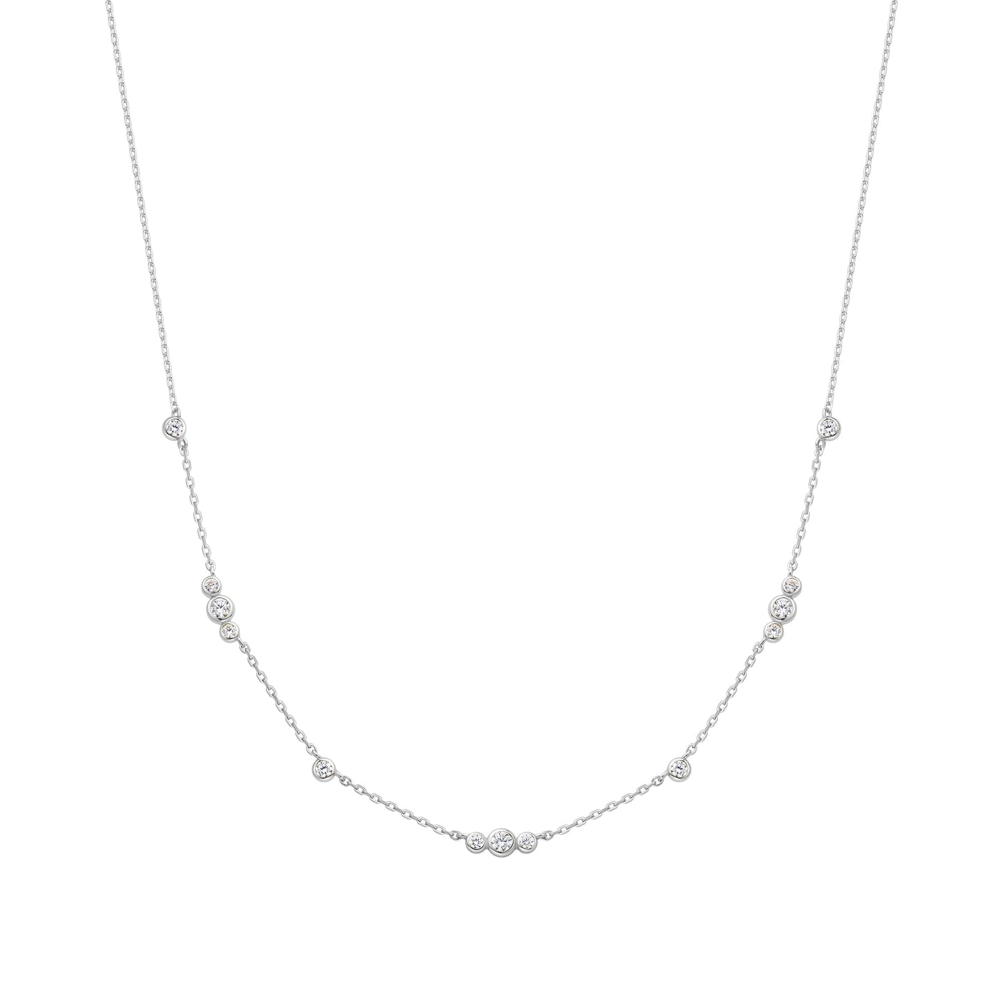 Ania Haie Silver Sparkling Bezel Cubic Zirconia Station Necklace