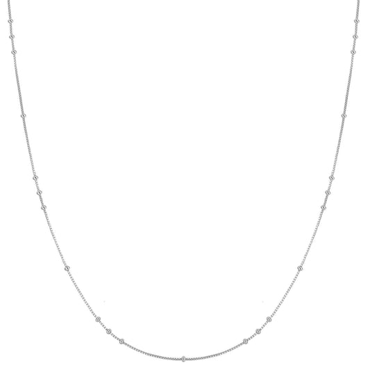 Silver Mini Bead Station Necklace